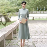 Весеннее ципао, легкий ретро лонгслив, платье, 2024 года, светлый стиль