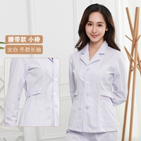 Женские белые толстые длинные рукава [модель пояс] маленькое платье