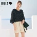 UGIZ mùa hè phong cách mới của phụ nữ Hàn Quốc đơn giản giản dị áo sơ mi voan chấm bi hàng đầu nữ UBSB550A - Áo sơ mi Áo sơ mi