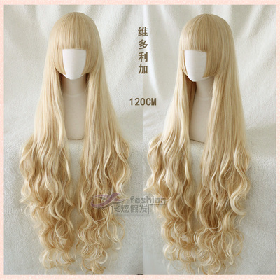 taobao agent Golden wig, 120cm, curls, cosplay