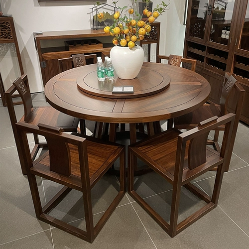 Новый китайский круглый столик домашний обеденный стол, комбинация стула Современная гостиная небольшая квартира Wujinmu Круглый стол