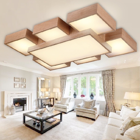 客厅灯长方形大气灯具餐厅灯实木现代简约led书房卧室顶灯吸顶灯