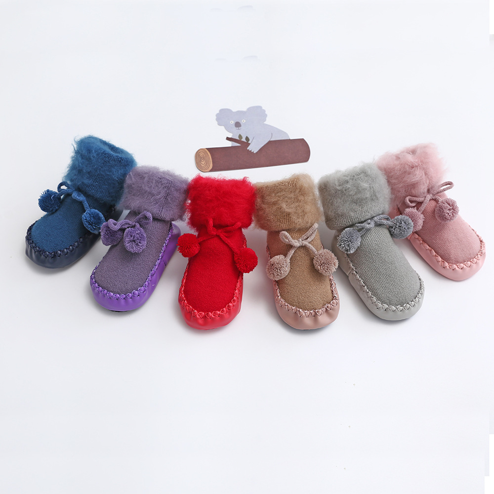 新生婴儿袜子秋冬季宝宝学步袜儿童地板袜防滑软底舒适加厚地板鞋