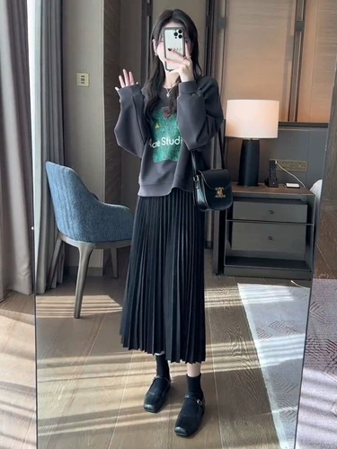 Осенняя толстовка, юбка, комплект, 2023 года