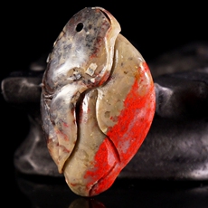 Украшения на шею 2面有血 昌化鸡血石挂件吊坠项链 朱砂地