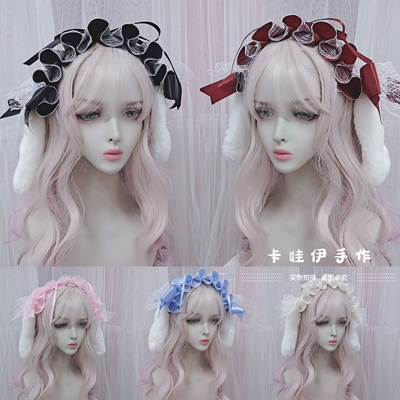taobao agent Rabbit, headband, cute plush hair accessory, Lolita style