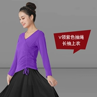 Сиреневый лонгслив, V-образный вырез, на шнурках