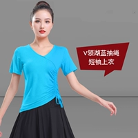 Футболка, V-образный вырез, на шнурках, короткий рукав