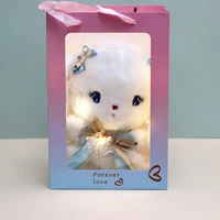 Синяя льняная сумка, коробка, упаковка, с драгоценным камнем