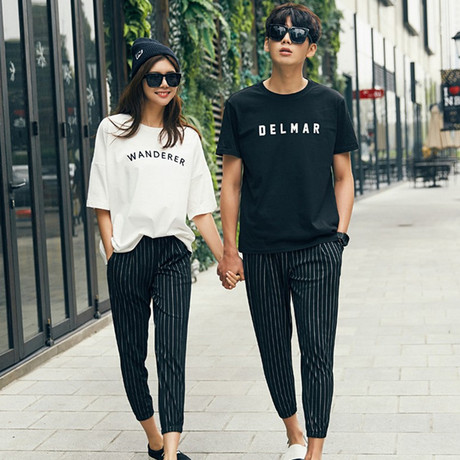 2016新款夏季情侣装休闲运动套装两件套装男女短袖韩版修身夏装潮