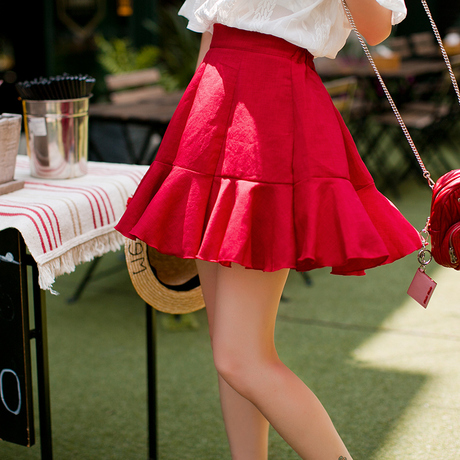 【夏季女士半身裙】_红色短裙图片_女士新款半身裙价格_搭配分享 - 爱