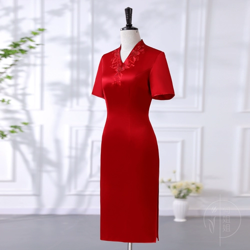 Красное цветное элитное платье для матери, коллекция 2022