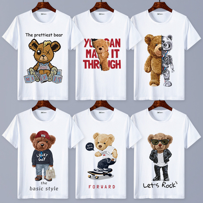 taobao agent Brand T-shirt, summer jacket, with little bears, with short sleeve, Korean style, plus size