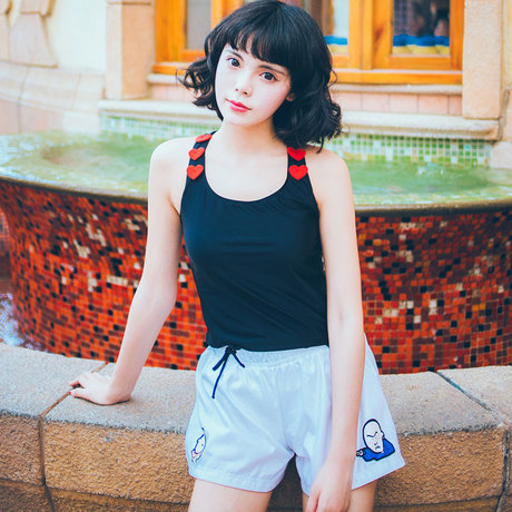 2016泳衣女分体三角小胸聚拢钢托三件套少女学生遮肚韩国温泉泳装