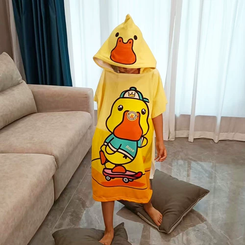 B.Duck, банное полотенце для ванны, хлопковый быстросохнущий мультяшный плащ, банный халат для игр в воде для плавания, хорошо впитывает воду