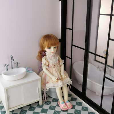taobao agent [Midian MH] BJD6 points 12 points photo scene Bathroom portable set box DIY baby house accessories