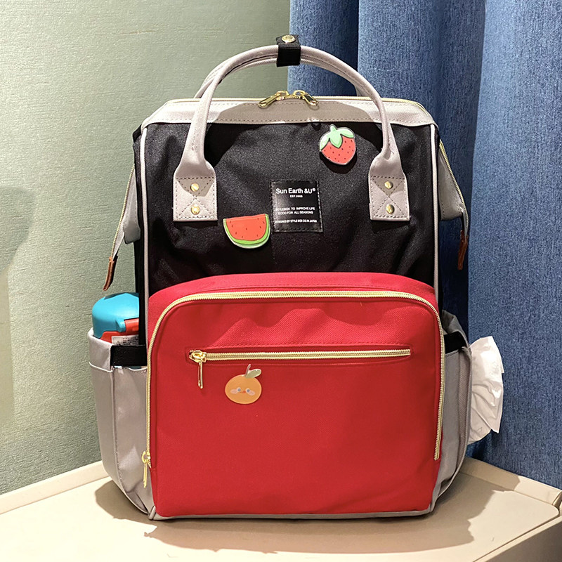 日本乐天正品sunearth&u大容量妈咪包牛津布双肩包多功能母婴包