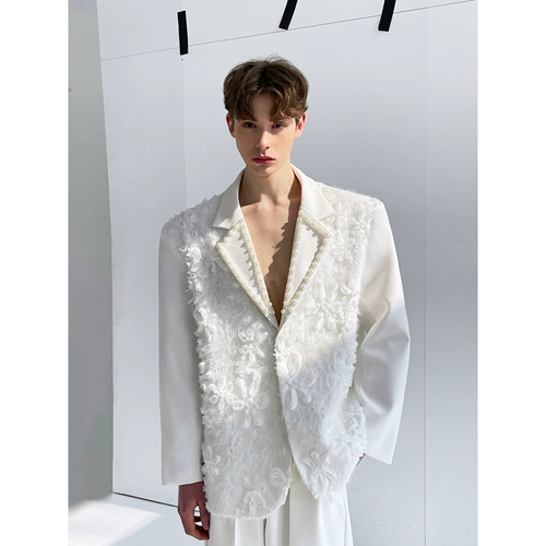 It7【Мифриловый кедр】Блейзер в тяжелом индустриальном стиле с трехмерным жаккардовым узором и жемчужным воротником