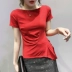 Phụ nữ của phụ nữ 2020 mới hợp thời trang cá tính không đều áo phông phụ nữ ngắn tay thiết kế mùa hè cảm giác của phong cách phương tây áo sơ mi eo nhỏ phụ nữ - Áo phông Áo phông