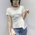 Phụ nữ của phụ nữ 2020 mới hợp thời trang cá tính không đều áo phông phụ nữ ngắn tay thiết kế mùa hè cảm giác của phong cách phương tây áo sơ mi eo nhỏ phụ nữ - Áo phông Áo phông