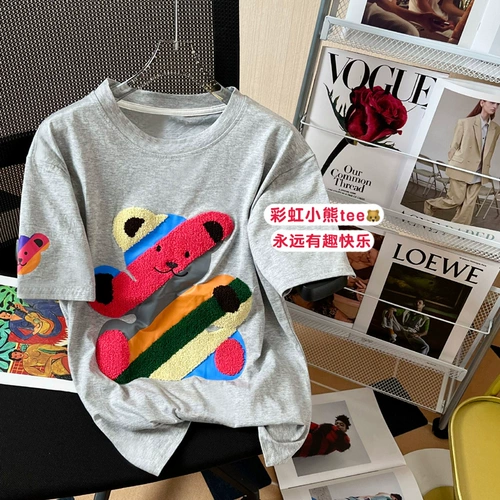 Брендовая футболка, с медвежатами, оверсайз