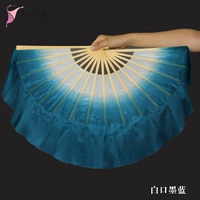 Настоящий шелковый вентилятор белый рот, чернила, синяя кость Длина 31 Плавание 10 см.