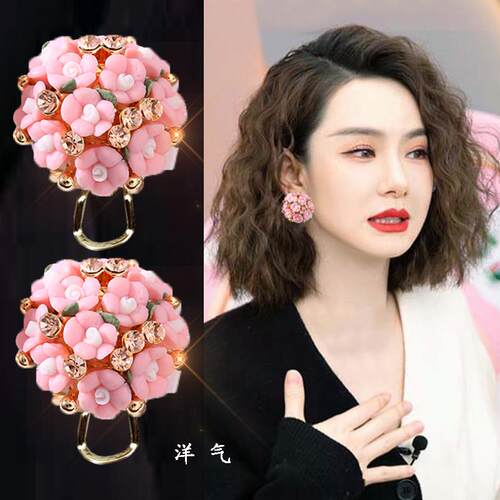紫陶瓷花朵耳环气质高级大气2026年新款潮纯银高端时尚独特耳钉女