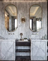 Стеное -Связанное эллиптическое зеркало Железное искусство эллиптическое зеркало Стена -зеркало для ванной комнаты