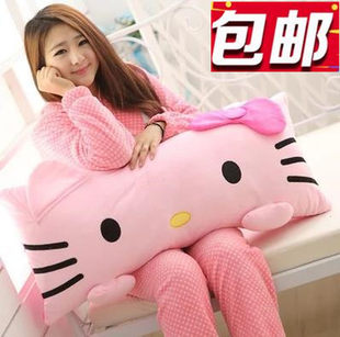 Подушка Hello Kitty, фуксия, мягкий короткий плюш, несколько размеров