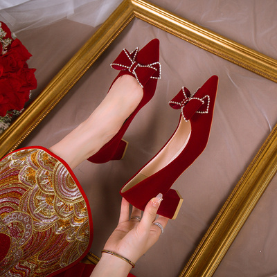 taobao agent Wedding shoes, summer red footwear for bride, 2022 collection, for pregnant woman