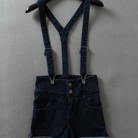 【女牛仔背带短裤】_高腰牛仔裤图片_裤脚牛仔裤价格_搭配分享 - 爱逛