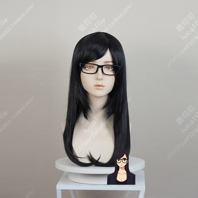 taobao agent Universal black wig, straight hair, 60cm, cosplay