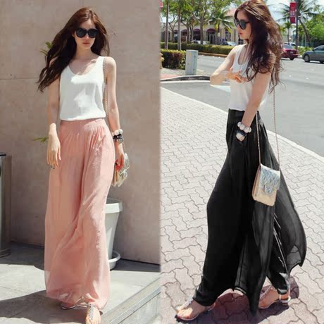 【雪纺阔腿裤裙裤】_雪纺裙裤图片_阔腿裤裙裤价格_搭配分享 - 爱逛街