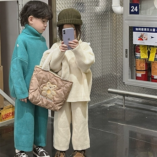 Свитер подходит для мужчин и женщин, зимний шерстяной детский трикотажный комплект, в корейском стиле, увеличенная толщина