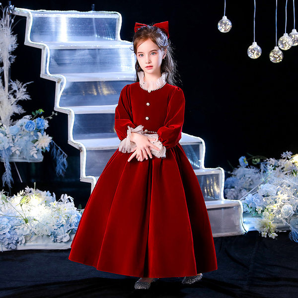 Красное платье для школьников, пианино, наряд маленькой принцессы, подходит для подростков, большой размер, коллекция 2023, подарок на день рождения