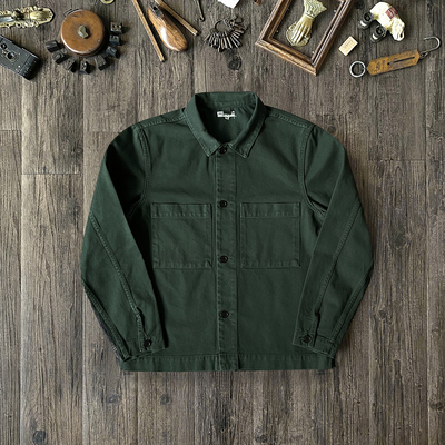 taobao agent Authorized spot knickerbocker Portuguese -made dark green canvas lapel jacket leisure American retro