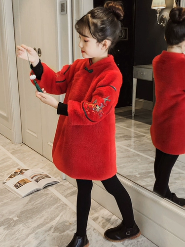 Красная детская куртка, новогоднее ханьфу, китайский стиль, подходит для подростков, увеличенная толщина