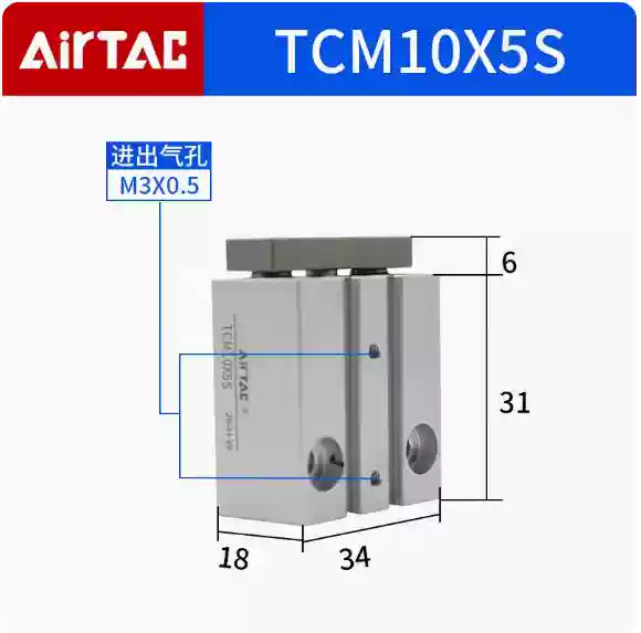 Xi lanh AirTac TCL/TCM12/16/20/25/32/40X10S/20S/30S/40S/50S/75S