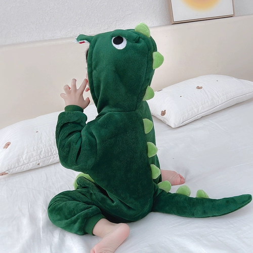 Детская коралловая бархатная демисезонная пижама, детское демисезонное термобелье, фланелевый удерживающий тепло динозавр для мальчиков