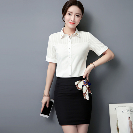 职业女性裙套装ol气质短袖短裙套装女工作服白衬衫一步裙正装工装