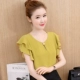 Mùa hè năm 2021 phong cách mới của phụ nữ Hàn Quốc áo ngắn tay ngắn mùa hè áo thun ngắn tay của phụ nữ áo sơ mi voan kiểu phương Tây áo sơ mi nhỏ - Áo phông