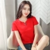 Áo thun nữ ngắn tay 2021 new nữ mùa hè plus size cotton nguyên chất ga Châu Âu từ bi Hàng Châu Âu nửa tay áo mùa xuân cổ chữ V - Áo phông Áo phông