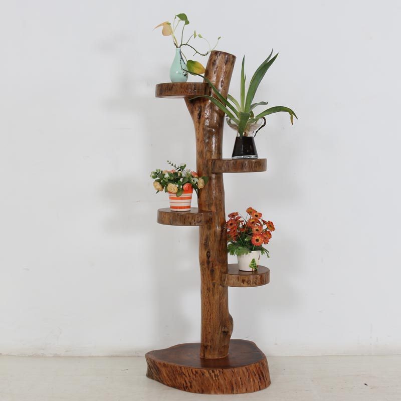 香樟木花架 原生态花几      田园个性多层花架置物架 艺术家具