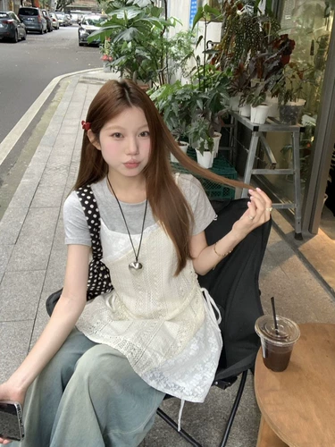 Брендовая кружевная футболка с коротким рукавом, комплект, эффект подтяжки