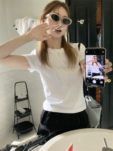 Pphome сладкая и прохладная универсальная ~ сладкий и пряный лук гладил футболку с бриллиантами с коротки