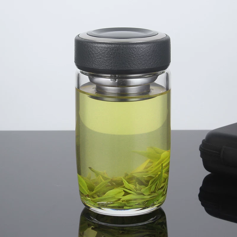 Creative glass tea cup, filter for men and women, increased thickness
