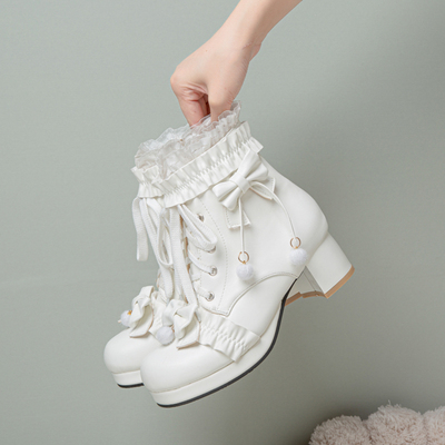 taobao agent Martens, white demi-season universal low boots, Lolita style, 2022 collection, Korean style