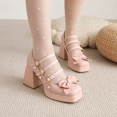 taobao agent Cute universal genuine footwear high heels, Lolita style, plus size
