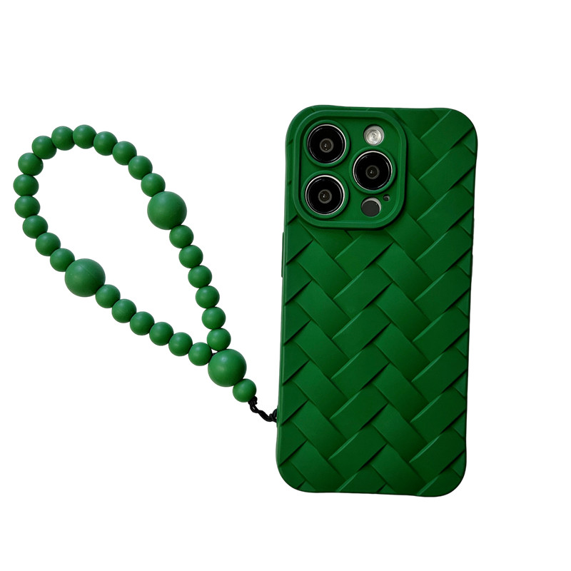 Πράσινες τρισδιάστατες υφαντές ελαστικές χάντρες βραχιολιού Ins κατάλληλες για iPhone 15, κρεμαστό σχοινί καρπού Promax 14P creative 13_voghion.com