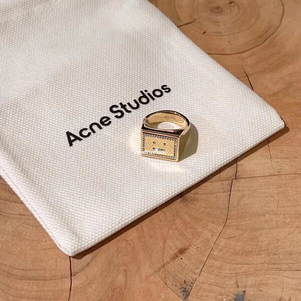 Модель штаты в настоящее время Прикреплять пылезащитный мешок  Acne Studios латунь золотой алмаз печать кольцо подходит для мужчин и женщин